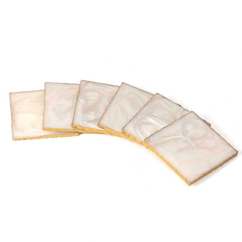 Buy Marble Swirl Coaster (Cream) - Set Of Six Coasters from Vaaree