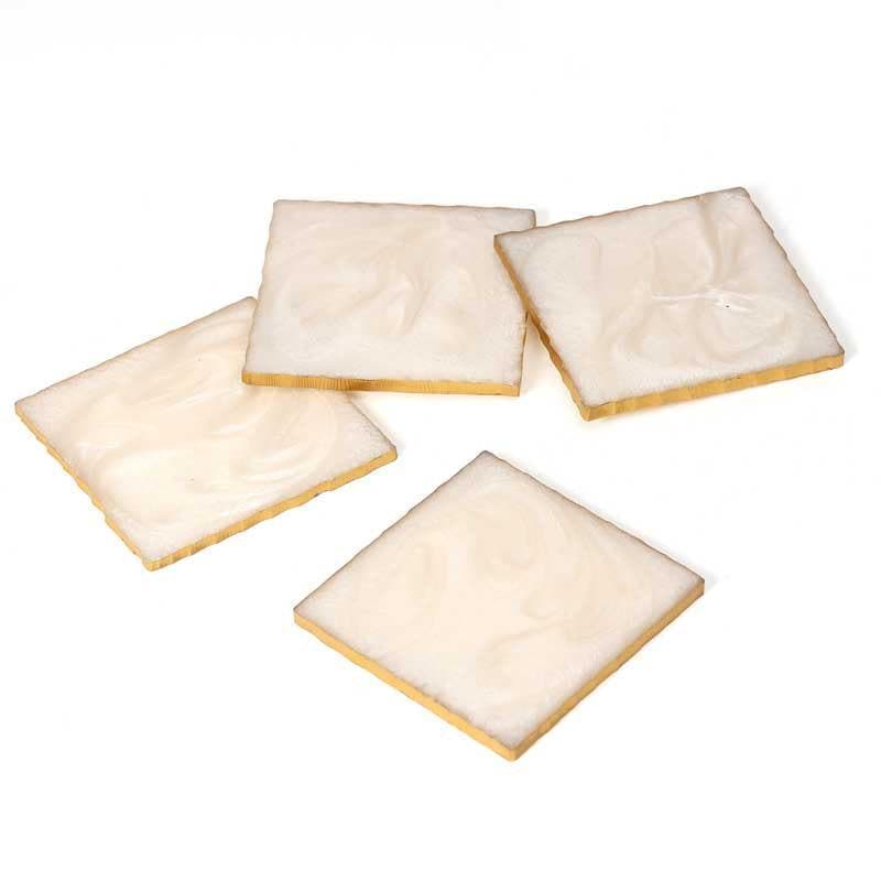 Buy Marble Swirl Coaster (Cream) - Set Of Six Coasters from Vaaree