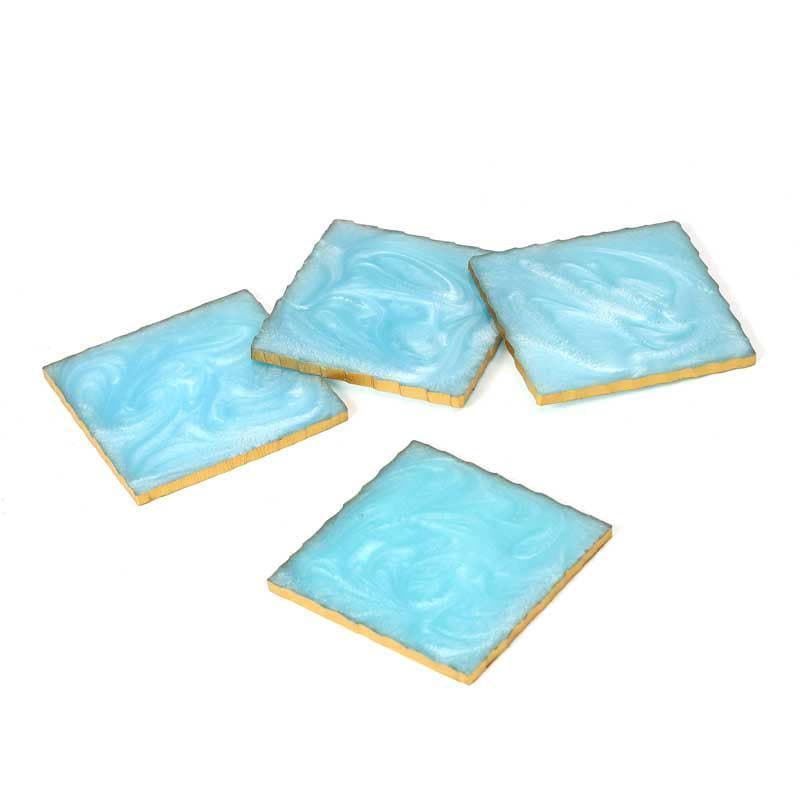 Buy Marble Swirl Coaster (Sky) - Set Of Six Coasters from Vaaree