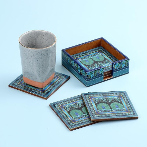 Coaster - Poised Peacocks Coasters - Set Of Four