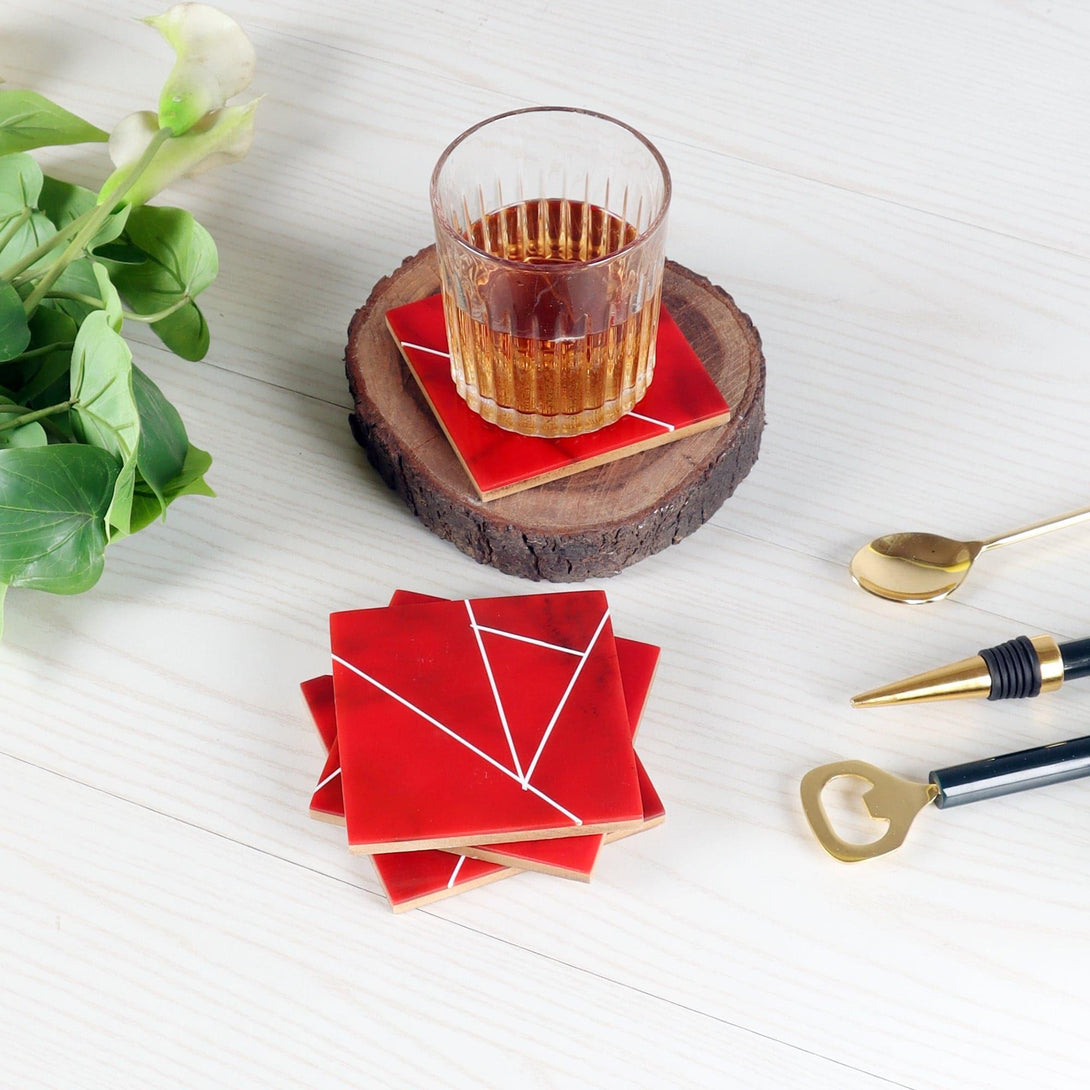 Coaster - Red Divide Coaster - Set Of Six