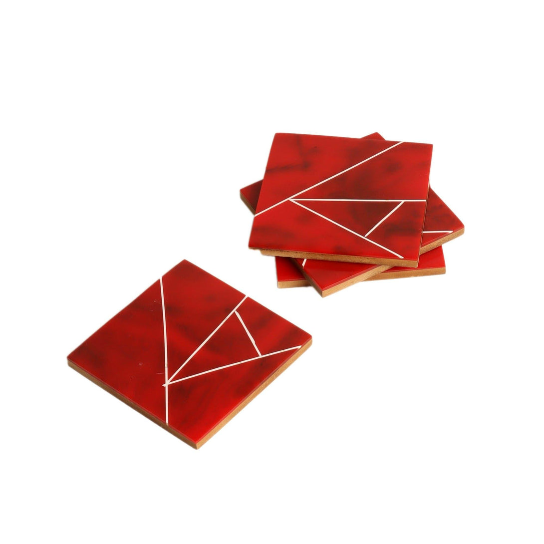 Coaster - Red Divide Coaster - Set Of Six