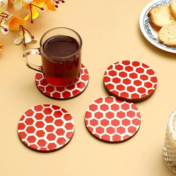 Coaster - Red Honey Glow Coaster - Set Of Four