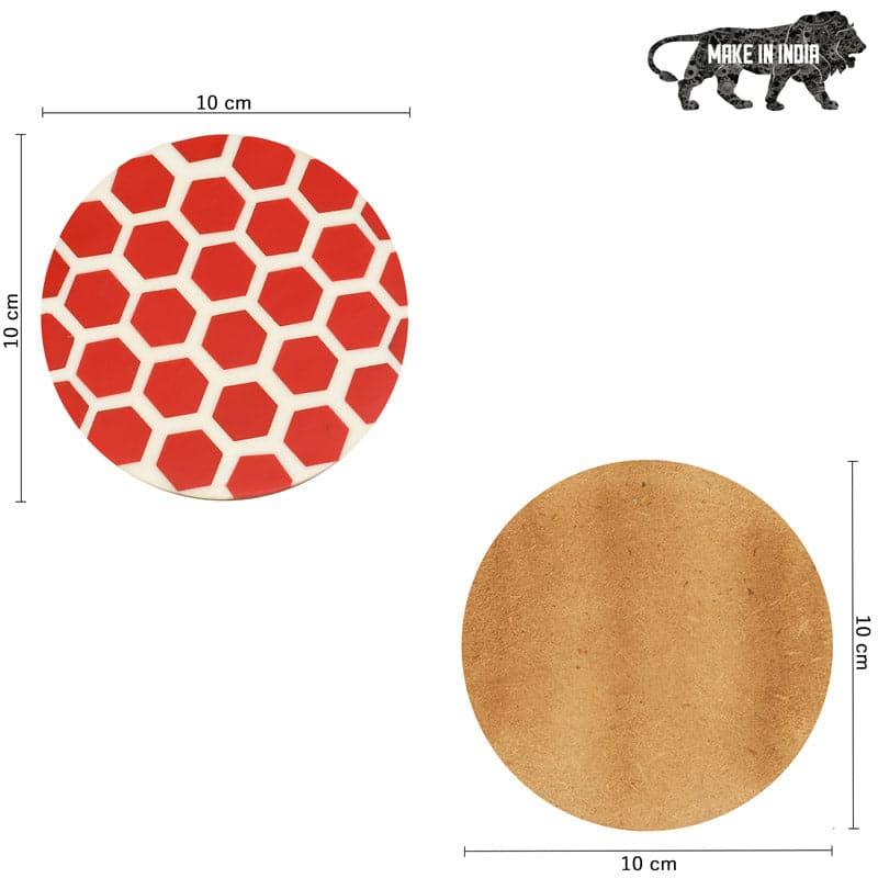 Buy Red Honey Glow Coaster - Set Of Four Coasters from Vaaree