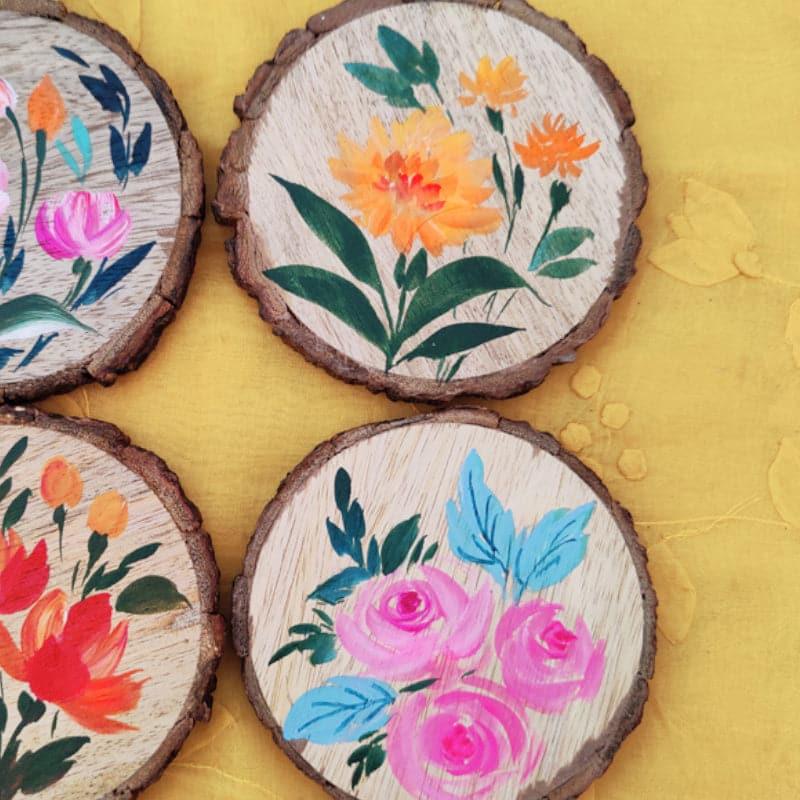 Buy Rosa Lush Coaster - Set Of Four Coasters from Vaaree