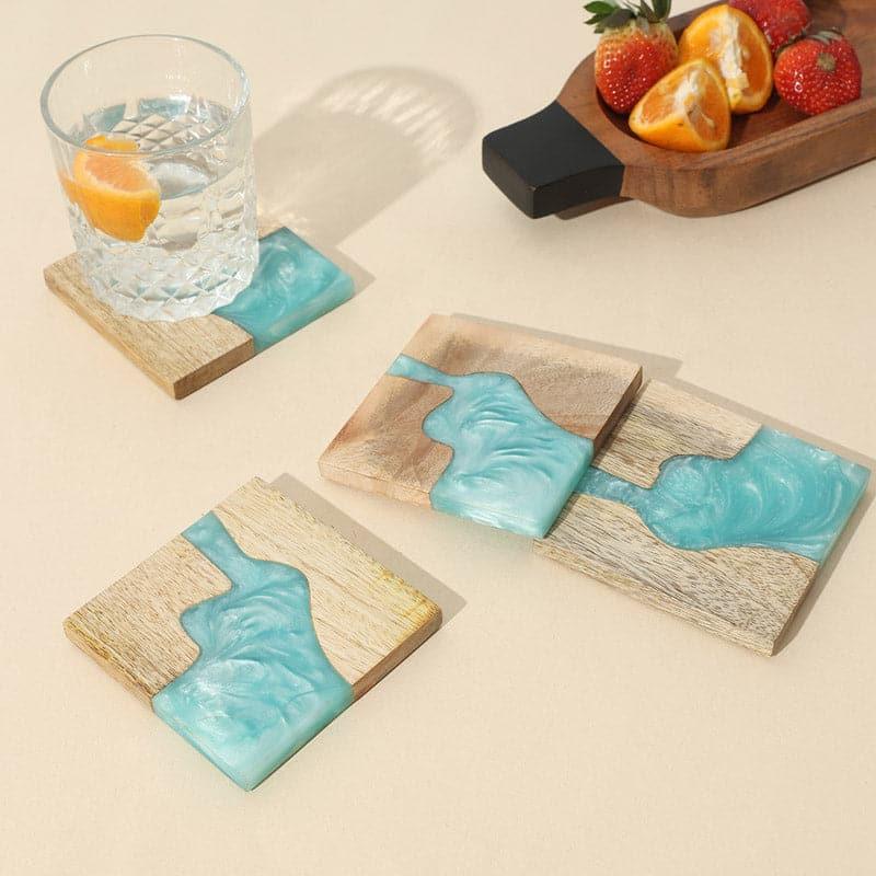 Buy Sea Whirl Mangowood Coaster - Set Of Four Coasters from Vaaree