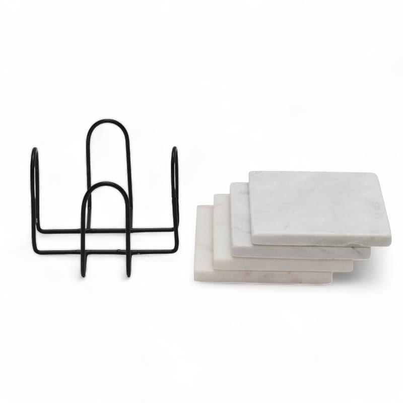 Buy Square Marble Coaster With Stand- Set Of Four Coasters from Vaaree