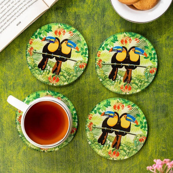 Coaster - Toucan Tango Round Coaster - Set Of Four