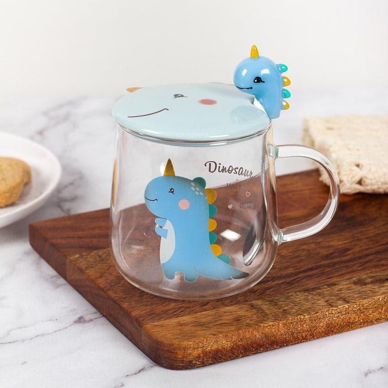 Coffee Mug - Dino Park Kids Mug With Lid (Blue) - 420 ML