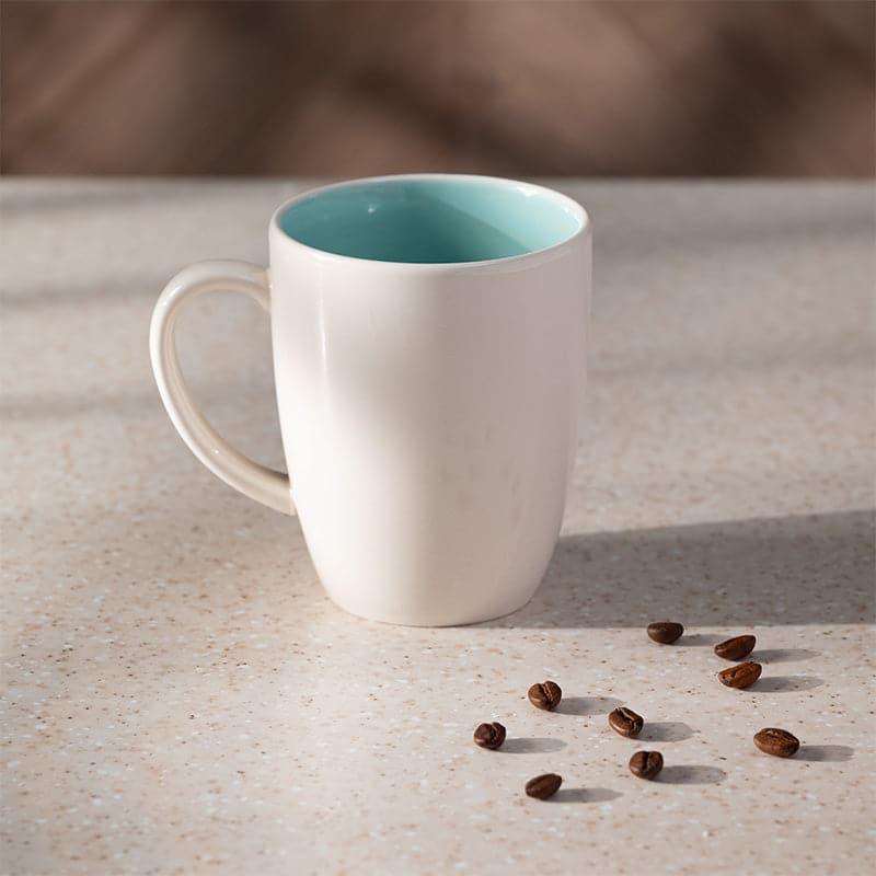 Coffee Mug - Wabi Sabi Porcelain Mug (Aqua & White) - 295 ML