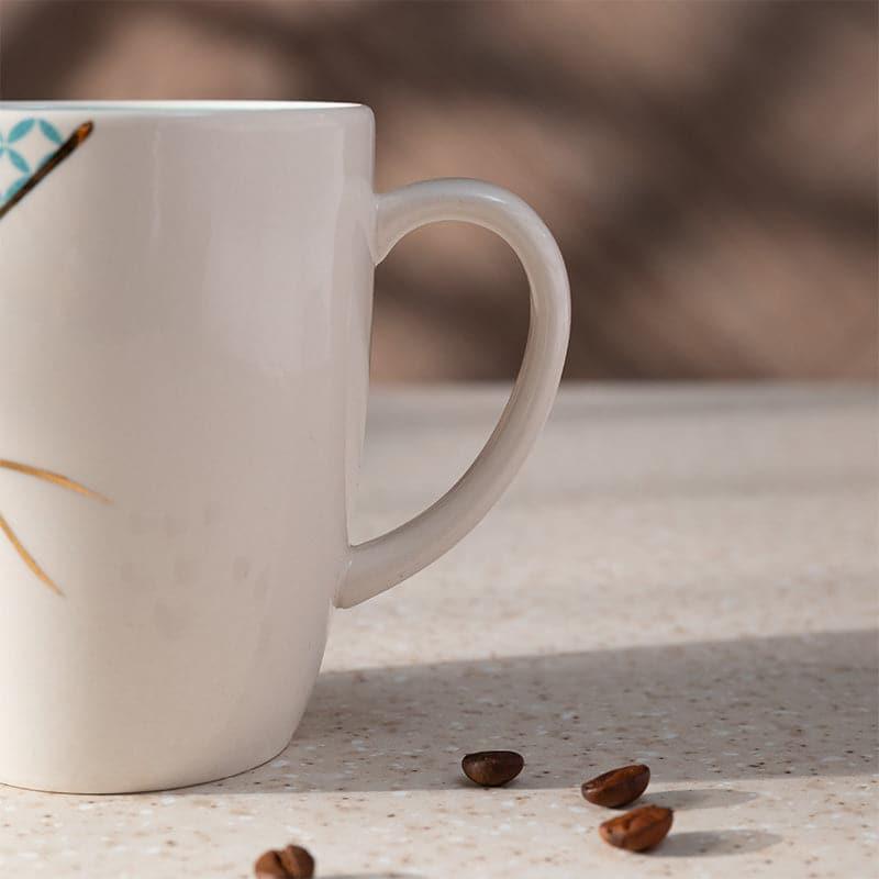 Coffee Mug - Wabi Sabi Porcelain Mug (Aqua & White) - 295 ML