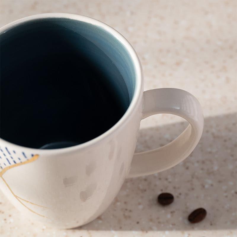 Coffee Mug - Wabi Sabi Porcelain Mug (Blue & White) - 295 ML