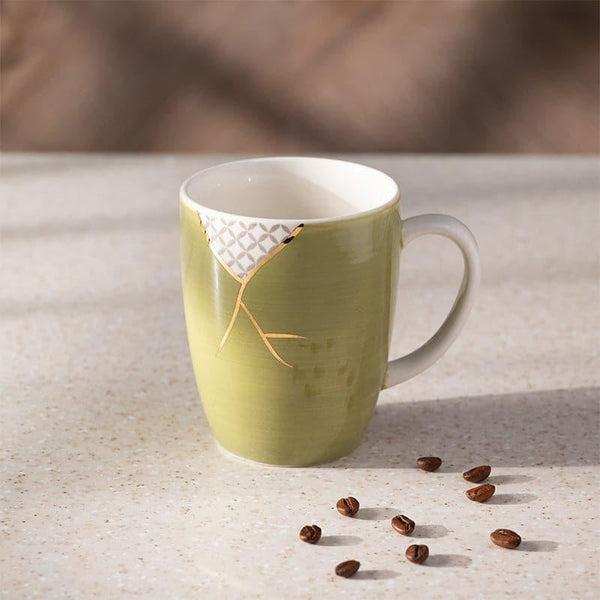 Coffee Mug - Wabi Sabi Porcelain Mug (Green) - 295 ML