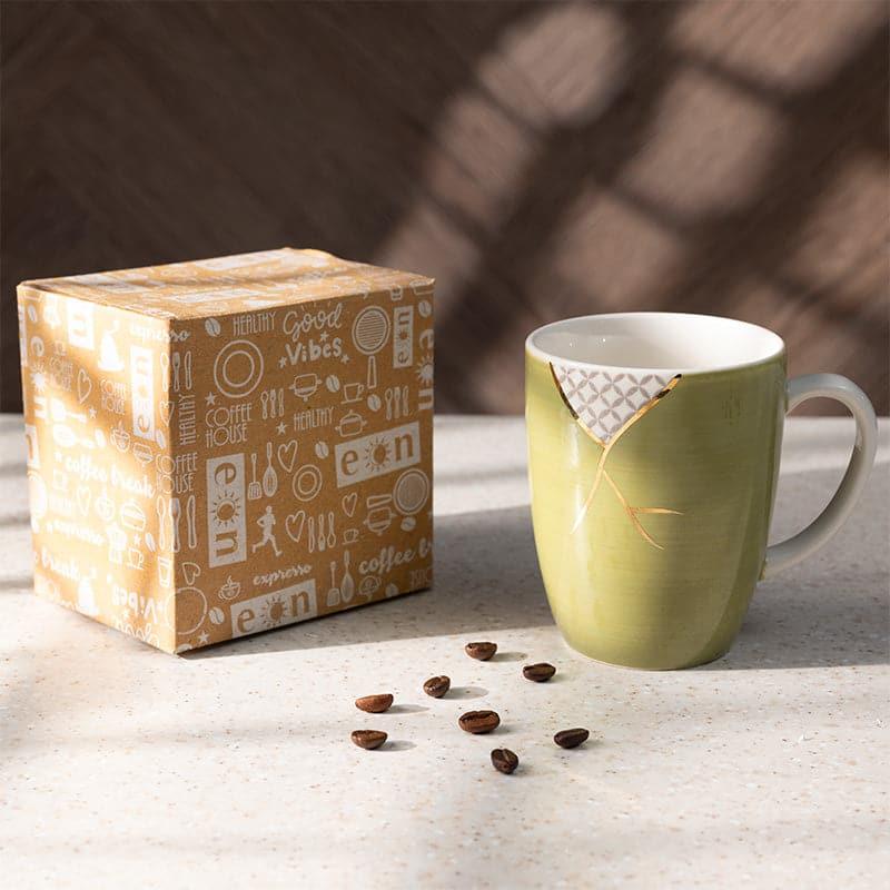 Coffee Mug - Wabi Sabi Porcelain Mug (Green) - 295 ML