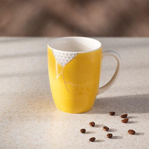 Coffee Mug - Wabi Sabi Porcelain Mug (Yellow) - 295 ML