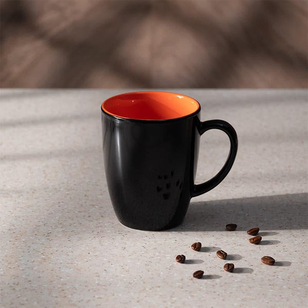 Coffee Mug - Yuvara Porcelain Mug (Black & Orange) - 295 ML