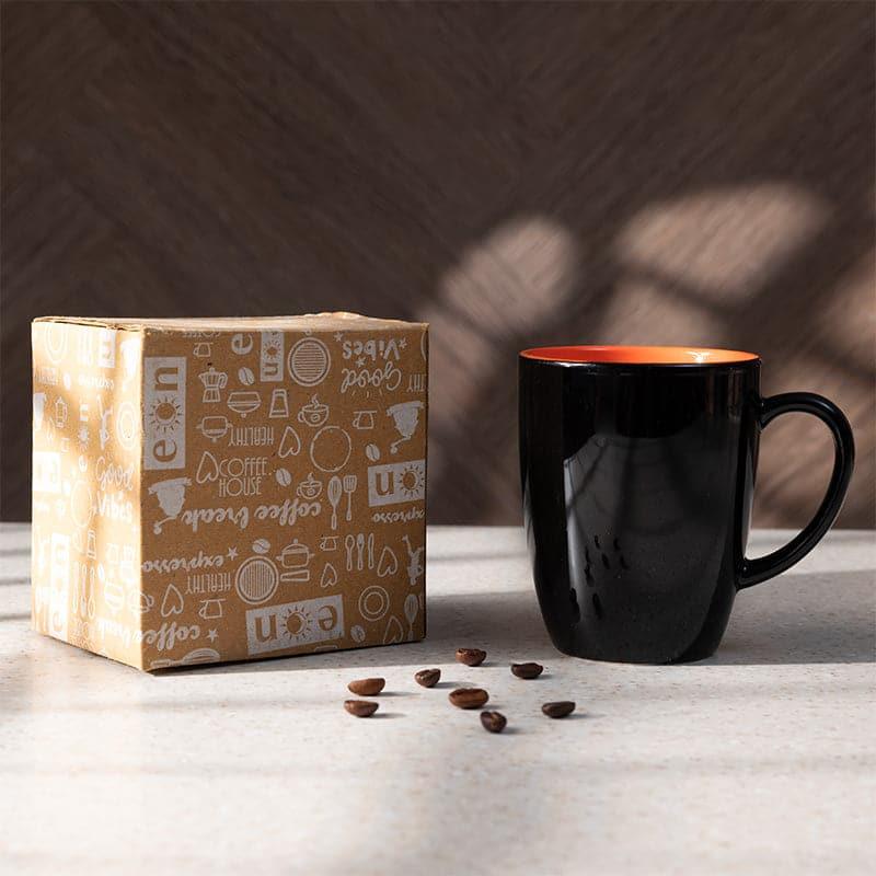 Coffee Mug - Yuvara Porcelain Mug (Black & Orange) - 295 ML