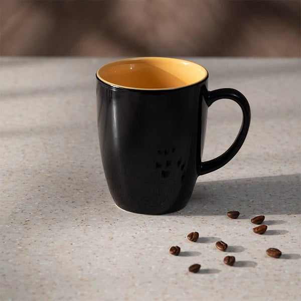 Coffee Mug - Yuvara Porcelain Mug (Black & Yellow) - 295 ML