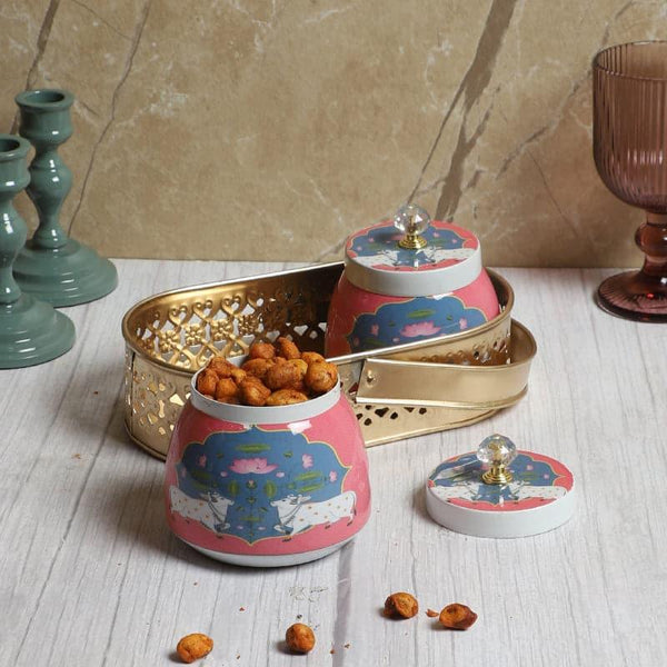 Container - Agora Nandi Ethnic Basket With Jar - Set Of Three