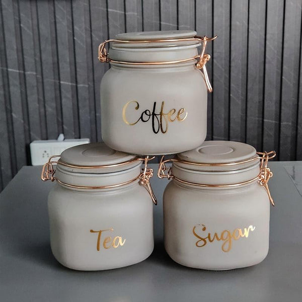 Buy Bessie Storage Jar (Grey & Gold) - Set Of Three Container from Vaaree