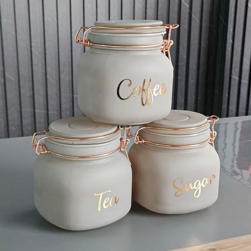 Buy Bessie Storage Jar (Grey & Gold) - Set Of Three Container from Vaaree