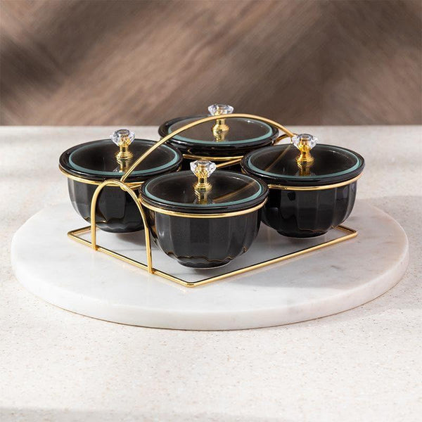 Container - Bette Jar With Stand (Black) - Set Of Four