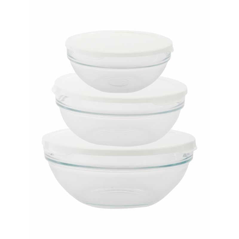 Container - Gestal Storage Bowl With White Lid - Set Of Three