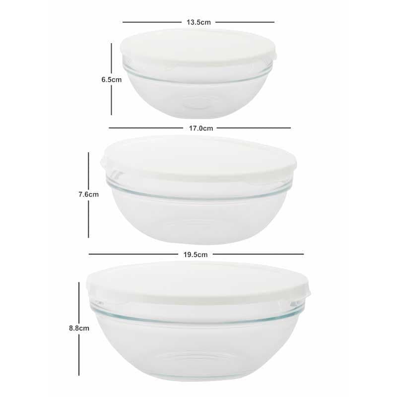 Container - Gestal Storage Bowl With White Lid - Set Of Three