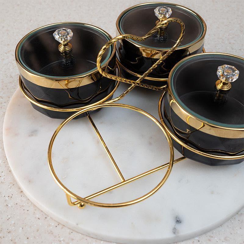 Buy Container - Golden Heart Jar With Stand (Black) - Set Of Four at Vaaree online