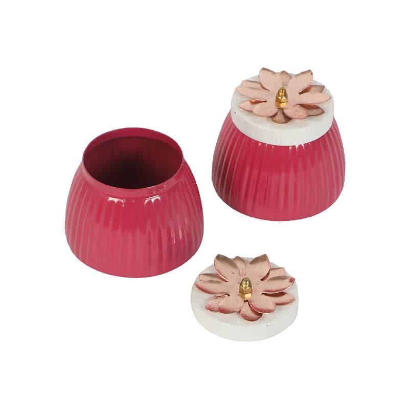 Buy Hewei Flora Jar (Dark Pink) - Set Of Two Container from Vaaree