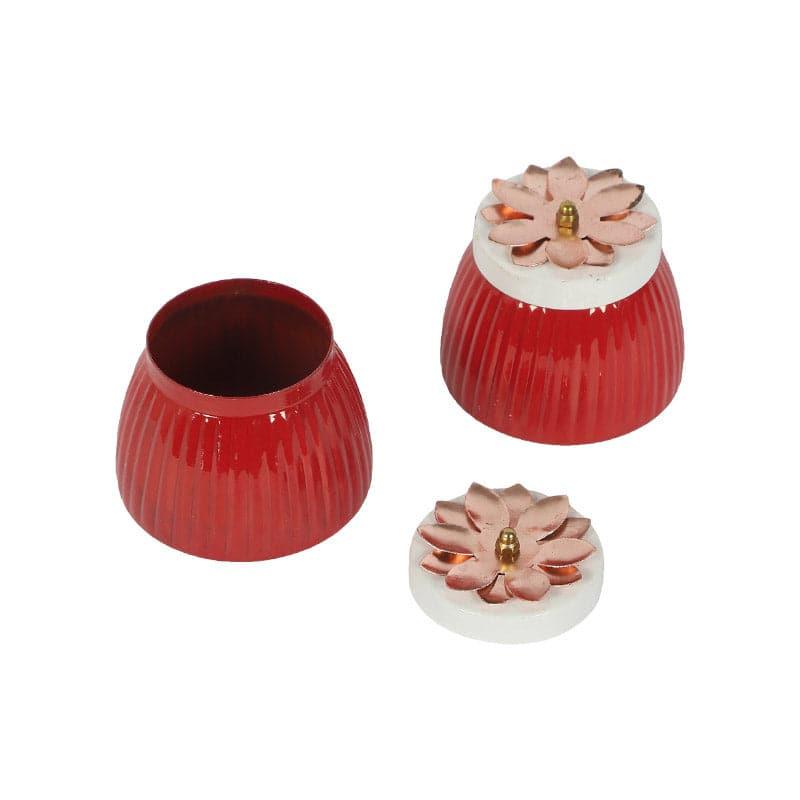 Container - Hewei Flora Jar (Red) - Set Of Two