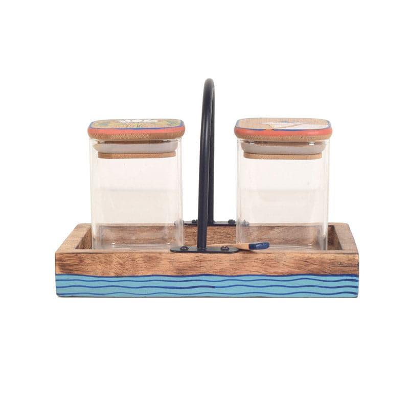 Container - Kamal Storage Jar With Tray (160 ml) - Set Of Two