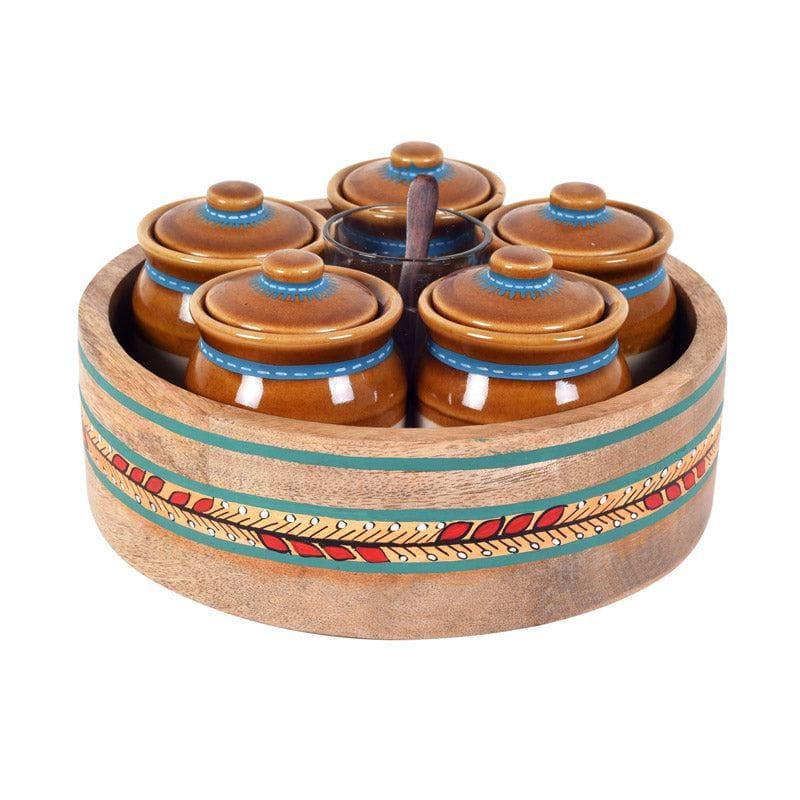 Buy Krithik Storage Jar With Tray (185 ml) - Set Of Five Container from Vaaree