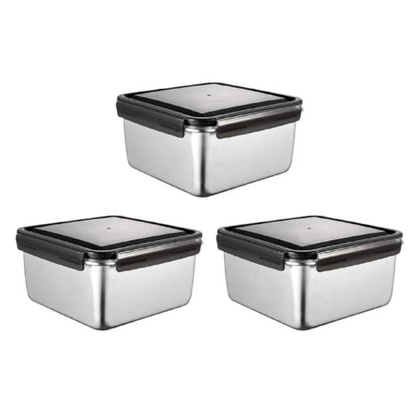 Container - Lavish Steel Rectangle Container (380 ML) - Set Of Three