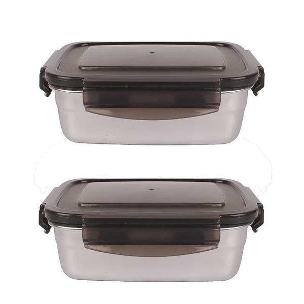 Container - Lavish Steel Rectangle Container (550 ML) - Set Of Two