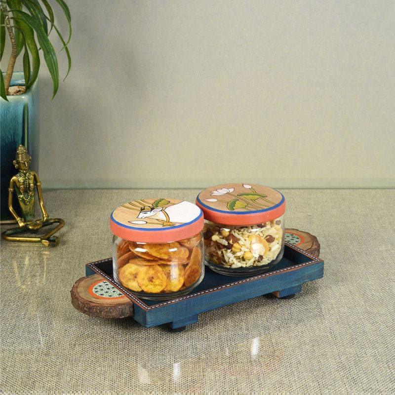 Container - Lotus Haven Storage Jar With Tray (150 ml) - Set Of Two