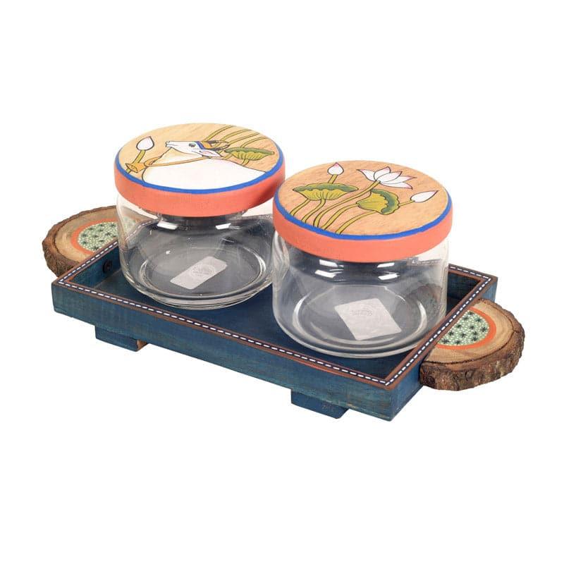 Container - Lotus Haven Storage Jar With Tray (150 ml) - Set Of Two