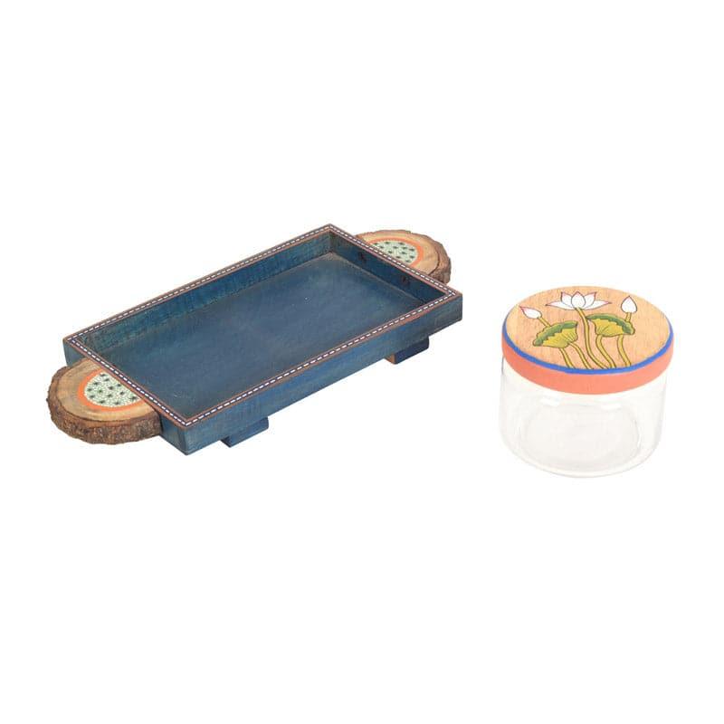 Buy Lotus Haven Storage Jar With Tray (150 ml) - Set Of Two Container from Vaaree