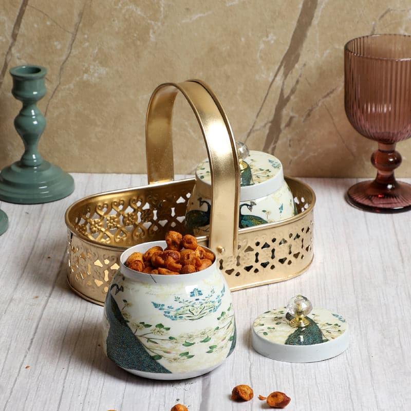 Buy Container - Mayoor ethnic Basket With Jar - Set Of Three at Vaaree online