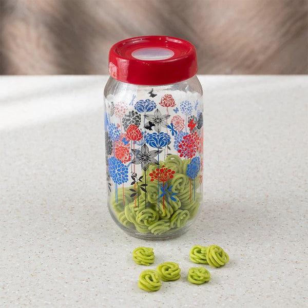 Container - Monara Floral Transparent Storage Jar - 1000 ML