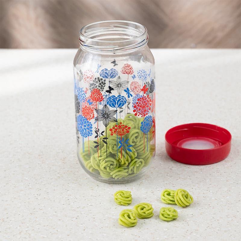 Container - Monara Floral Transparent Storage Jar - 1000 ML