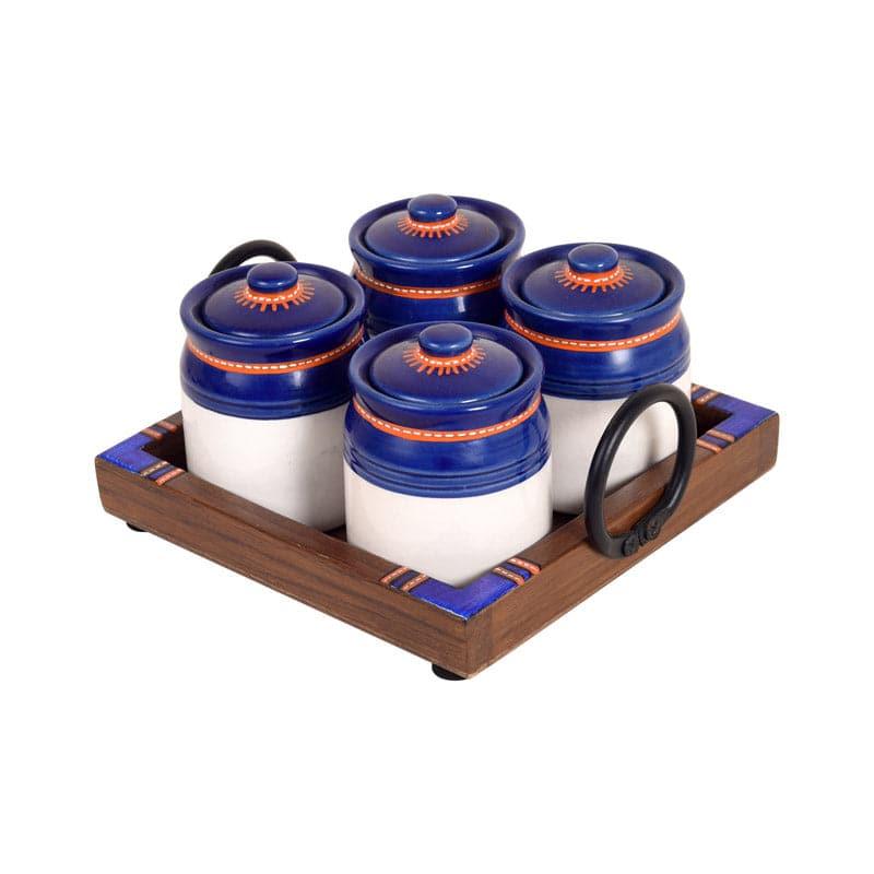 Buy Container - Mycia Storage Jar With Tray (185 ml) - Set Of Four at Vaaree online