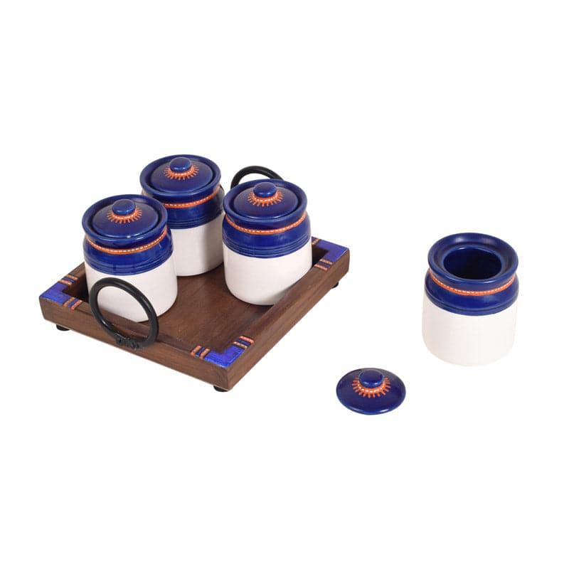 Buy Container - Mycia Storage Jar With Tray (185 ml) - Set Of Four at Vaaree online
