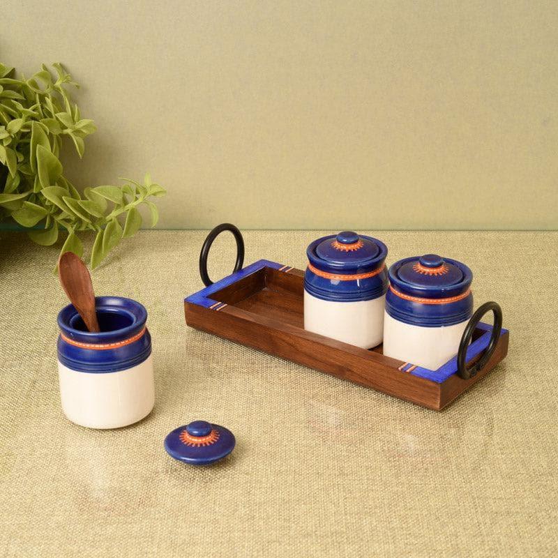 Buy Container - Mycia Storage Jar With Tray (85 ml) - Set Of Three at Vaaree online
