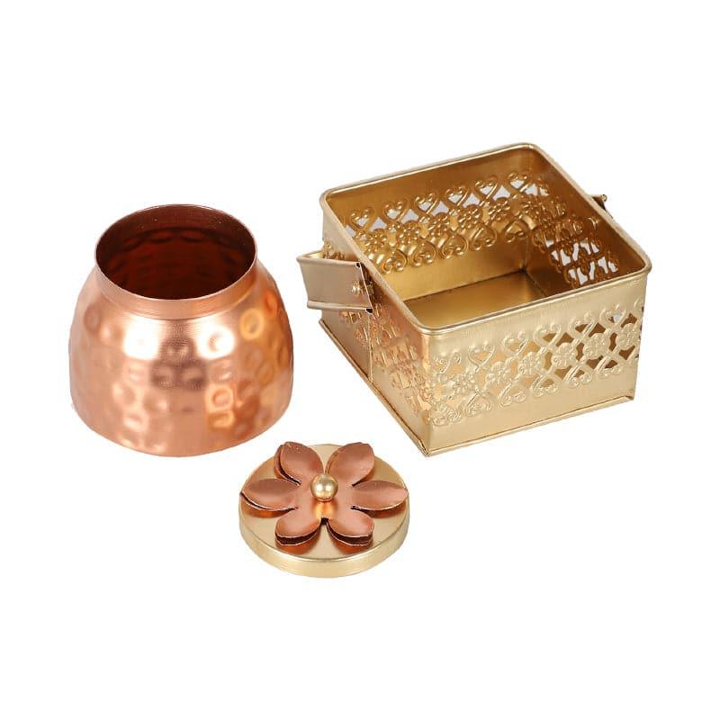Buy Container - Noora Ethnic Basket With Jar - Set Of Two at Vaaree online