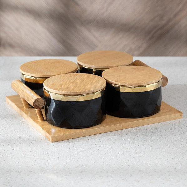 Buy Okada Jar With Tray (Black) - Set Of Four Container from Vaaree