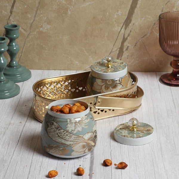 Container - Reva Ethnic Basket With Jar - Set Of Three