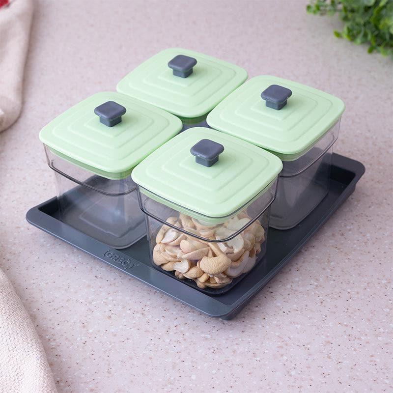 Container - Smart Store Mint Square Jar (250 ML) - Set Of Five