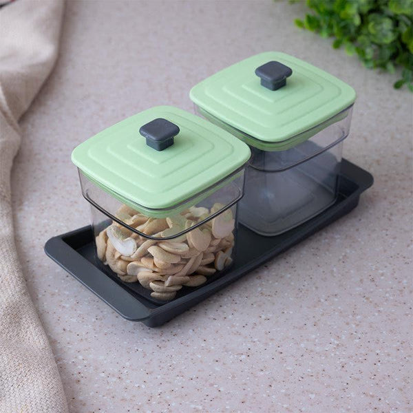 Container - Smart Store Mint Square Jar (250 ML) - Set Of Three