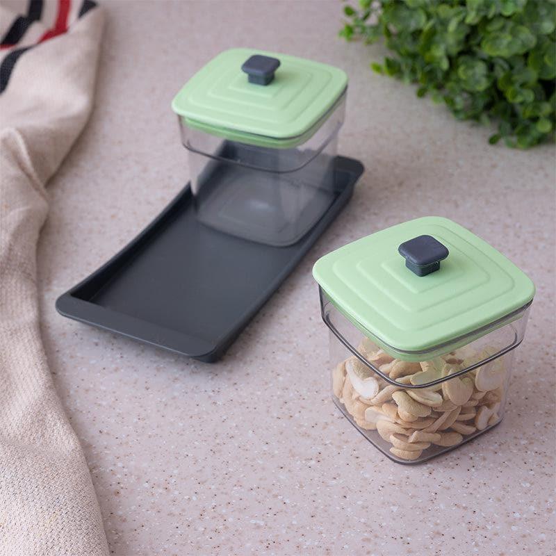 Container - Smart Store Mint Square Jar (250 ML) - Set Of Three